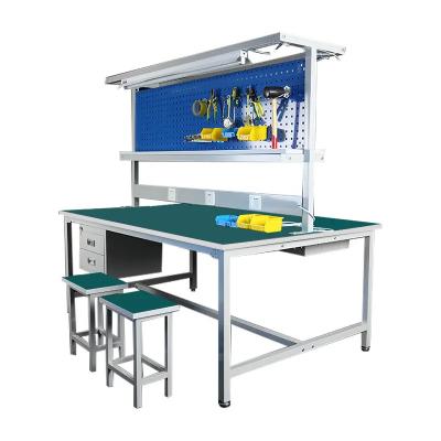 China Anti-static Adjustable ESD Assembly Line Working Table Stainless Steel Computer Repair Portable Workbench with Drawer for sale