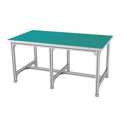 China Anti-static Factory Direct Sale Computer Repair Table Aluminum Assembled Workbench With Wheels for sale