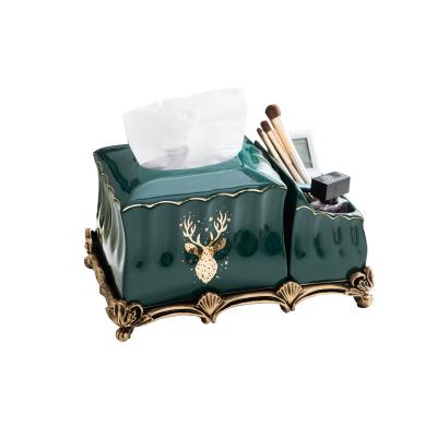 China Viable European Decorative Iron Decoration Style Crystal Tissue Box for sale