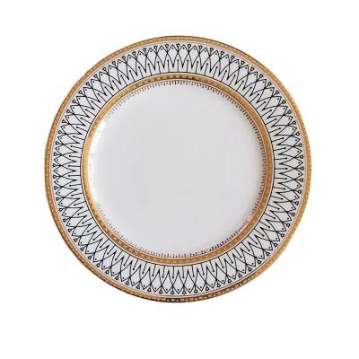 China Sustainable Dish Set Household Dish European Luxury Net Dish Set Dish Nordic Light Style Gold Lined Tableware for sale