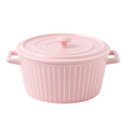 China Viable Factory Wholesale Cheap Ceramic Salad Bowl With Cover Dish Ceramic Cooking Soup Bowl for sale