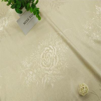 China Rose Pattern 100% Factory Price Stock Lot Fabric Pure Jacquard Imitation Silk Satin Polyester for sale