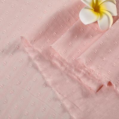 China 2022Latest Organic Pure Cotton 96g Pink Polka Dot Jacquard Textile Clothing Fabrics for sale