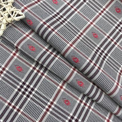 China Wrinkle Resistant Hot Newly Selling Polyester Spandex Blend Heart Dyed Plaid Dressing Pants Fabric for sale