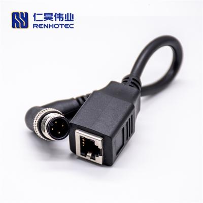 China M12 4 Pin Automotive D-Code To Straight Connector RJ45 Sensor Cable for sale