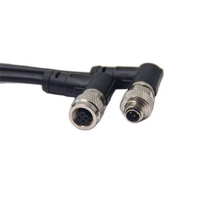 China Industry Waterproof IP67 M9 4 5 6 8 Pin Terminal Connector Right Angle Male To Female Cable for sale