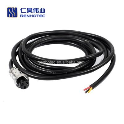 China Aviation / Automotive / Industry GX16 3 Pin Extension Cable Female Aviation Connector With PVC / PUR Cable 1M for sale