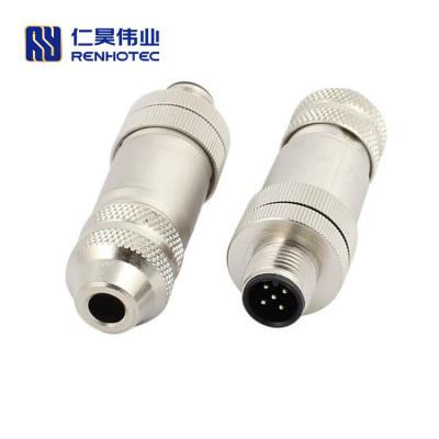 China Solder/Srew - Common 5pin Connector Cable Connector M12 Male A Wireable Straight Metal Field Coded Electrical Plug for sale