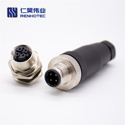 China Screw-joint / Solder Type M12 Connector 4 Pin Female Panel Circular Connector for sale