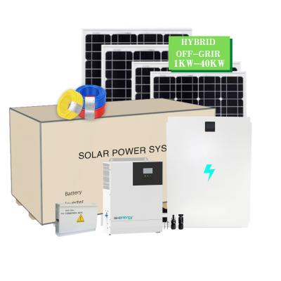 China Home Renewable Energy Products 5kw 10kw 15kw Hybrid On Grid Complete Solar Panel Kit for sale