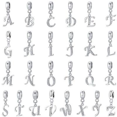 China 2020 TRENDY New Design Sterling Silver Letter Pendants for Pandora Bracelet with Silver Zircon Charm for sale