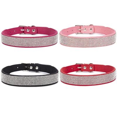 China Hot Rhinestone Diamond Rhinestone Dog Collar Microfiber Cat Collar Halloween Dog Leather Pet Accessories Reflective Collar New Products for sale