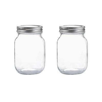 China Freshness preservation 16 oz clear glass jar, sealed with silver metal lid, boxed jar for food storage for sale