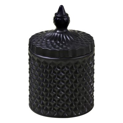 China Art Unique Black Modern Glass Candle, Sandalwood or Blueberry Scent, Natural Scented Soy Wax for sale