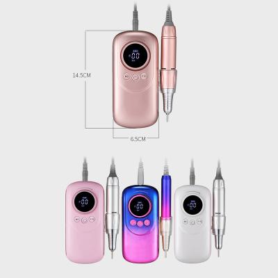 China Professional Electric Manicure Machine Stainless Steel Nail Polisher Portable 35000rpm Rechargeable Nail Drill Machine for sale