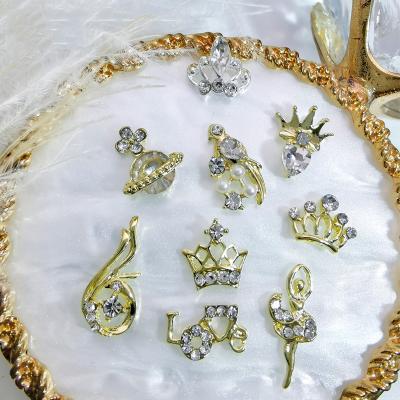 China Wholesale Nail Art Rhinestone Design Rhinestone Crown Style Nail Art Charm Lace Edge Rhinestone Crystal Nail Art Decoration 3d Nail Metal Crystal Accessories for sale