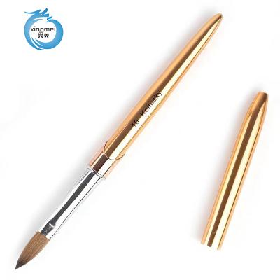 China Rose Gold Pure Kolinsky Hair New Arrival Sand Nail Art Brush Oval Acrylic Nail Brush Rose Gold Handle for sale