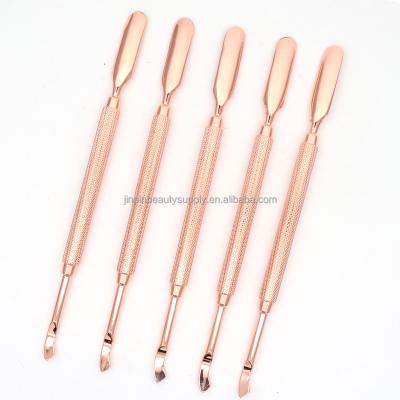 China High Quality Nail Cuticle Pusher Remover Rose Gold Double Nail Pushers Stainless Steel Nail Cuticle Pusher For Removing Nail Dead Skin for sale