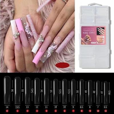 China Easy Apply Factory Price XXL Nail Art Tips 4 Tips 4 Shapes Extra Long False Clear Artificial ABS Soft False Gel Nail Tip for sale