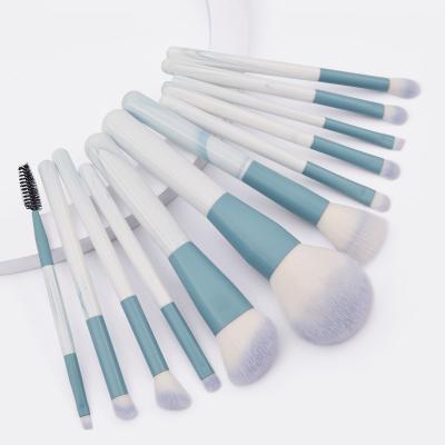 China Angular Blush Face Base Makeup Brush Set Eyes Eyeshadow Make Up Tools Wholesale 12 Pcs Professional Blue White Makeup Brushes for sale