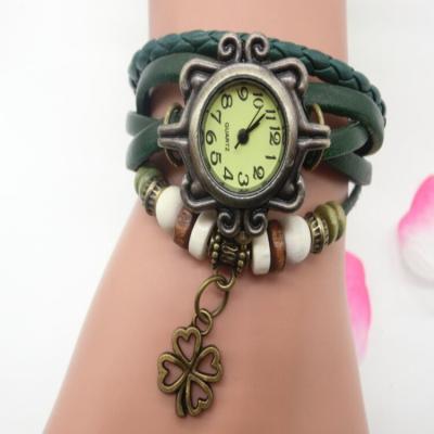 China 2016 fashion small three needle YST ladies women watch strap retro four leaf leather clover wrist quartz pendant dress wrap watches for women for sale