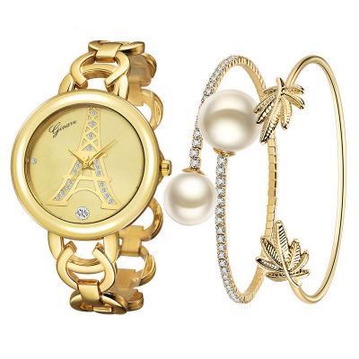 China European Small Three Needle YST Women's Quartz Watches Inlaid Fashion With Austrian Crystal Watch 18K Real Gold Plated Bracelet Set for sale