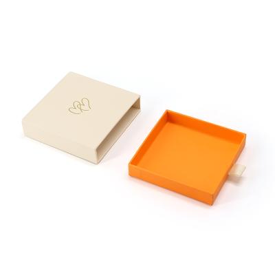 China Fashion Handmade New Top Grade Custom Orange Color Cardboard Kraft Paper Craft Rustic Jewelry Box for sale