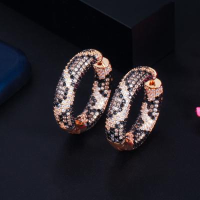 China YST Cute Copper Gold Plated Gem Earrings Cubic Zirconia Leopard Earrings Multicolor Python Earrings for sale