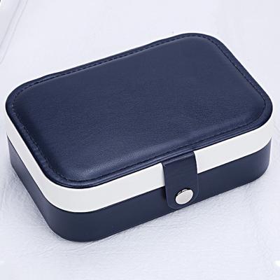 China Modern Luxury Custom Logo Small Necklace Ring Jewelry Boxes Velvet Leather Travel Case Jewelry Box Packaging Organizer Earring Storage Case for sale