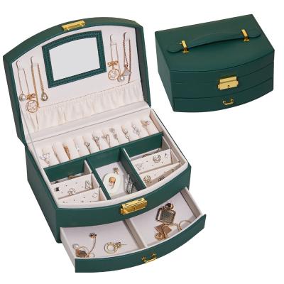 China Wholesale Modern Luxury Jewelery Organizer Portable Storage Case Jewelry Packaging Gift Boxes Earrings Travel Ring Leather Jewelry Box for sale