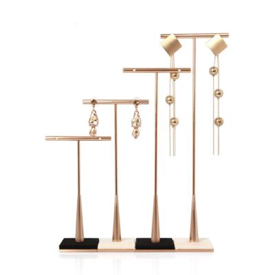 China YST Jewelry Store Modern Luxury Metal T-Bar Earring Display Stand Jewelry Earring Trees Organizer For Showcase for sale