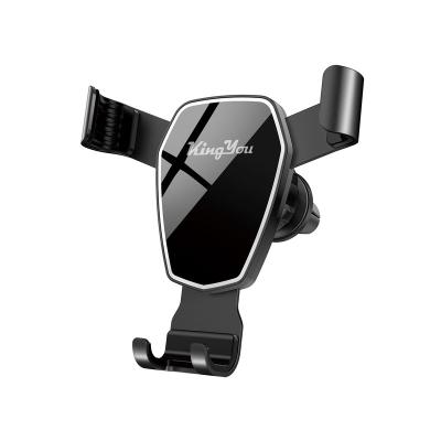 China Universal Mirror Process Phone Holder Metal Gravity Car Mount Aluminum Car Gravity Linkage Plastic Clamp 360 Degree Rotation Anti-skid for sale