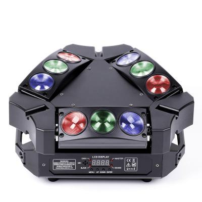 China Easy Installation 9pcs DMX 512 Beam Rotating Light Heads RGB LED Stage Effects Disco Lights For Party for sale