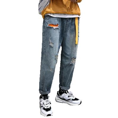 China Color Fade Proof Casual Men's Wear 2020 New Spring Hip Hop Loose Loose Pants Ripped Cheap Blue Beggar Jeans Fashion Jogger Jeans Pants for sale