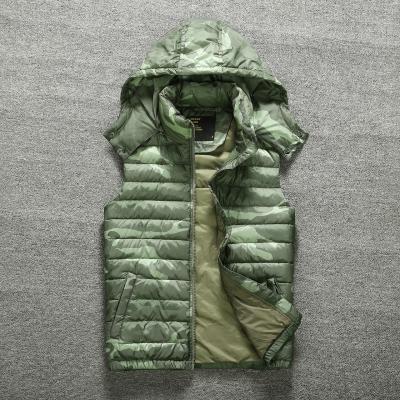 China Anti-Shrink In Running Sleeveless Padded Light Weight Hooded Vests Winter Down Vest Waterproof Vest Stripper for sale