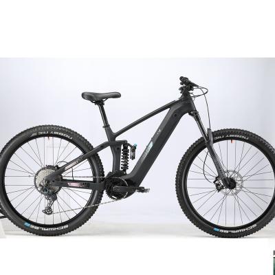 China Full carbon fiber suspension ebike with 29*2.6 tire MTB Bafang motor carbon fiber big frame power battery for sale