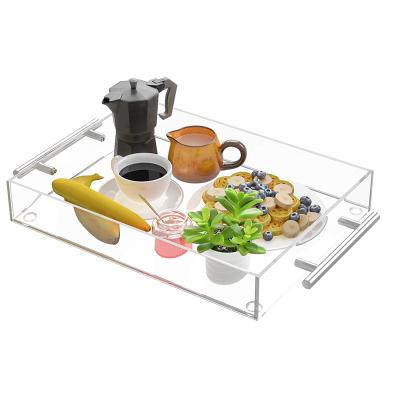 China Acrylic serving tray hot sales factory supply clear acrylic tray with handles rack with wholesale price for sale