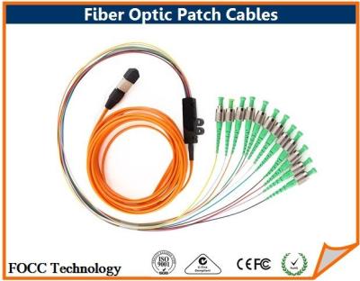 China Fiber Optic 12 Strand FC Fiber Optic Patch Cord With MTP Female to FC APC Polish for sale