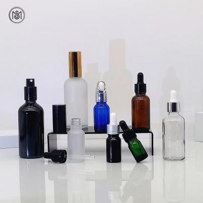 China 5ml Cosmetic 10ml 15ml 20ml 30ml 50ml 100ml 1 Glass Bottle Amber Black Frosted Packaging 3 oz 2oz HAY Cosmetic Oil Serum Dropper Bottles for sale