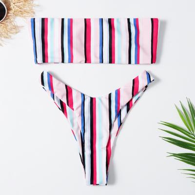 China 2021 New Color Stripe Bandeau Sexy Bikini High Quality Breathable for sale