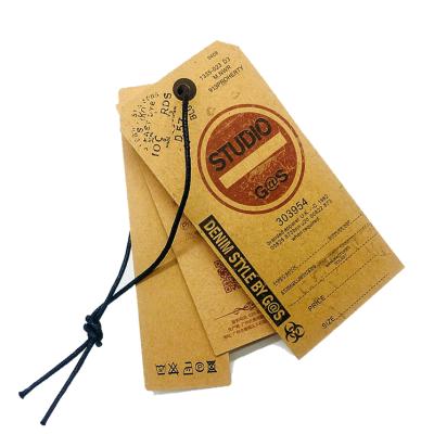 China High Quality Custom Private Label Logo Design Recyled Kraft Paper Hang Tag For Jeans With Metal Eyelet for sale