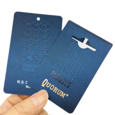 China Custom Embossed Recyled Logo Printed Paper Luxury Hang Tag for Clothing for sale