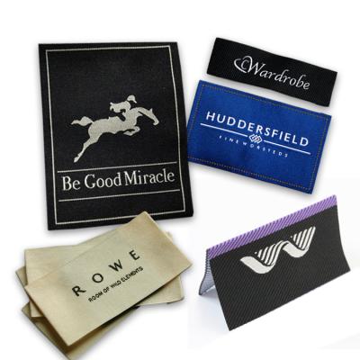 China Garment Accessories Factory Brand Logo Washable Custom 100% Polyester Woven Labels for sale