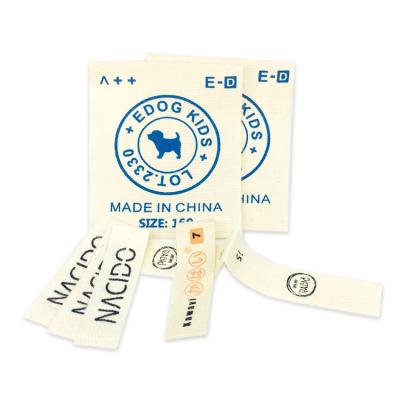 China Washable Garment Sew On Tag Custom Silk Screen Printed Clothing Brand Logo Organic Clothes Fabric Canvas Cotton Labels for sale