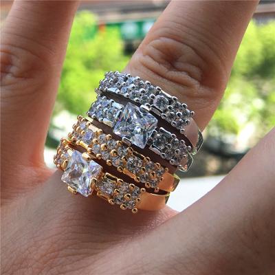 China FASHIONABLE Women Wedding Shiny Zirconia High Quality Gem Couples Ring Jewelry Sets Engagement Party Rhinestone CZ for sale