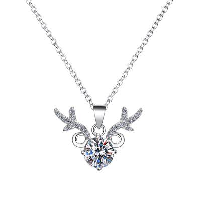 China S925 Sterling Silver Necklace Fashion Women's Diamond Deer Pendant Zircon Clavicle Chain lead free nickel free for sale