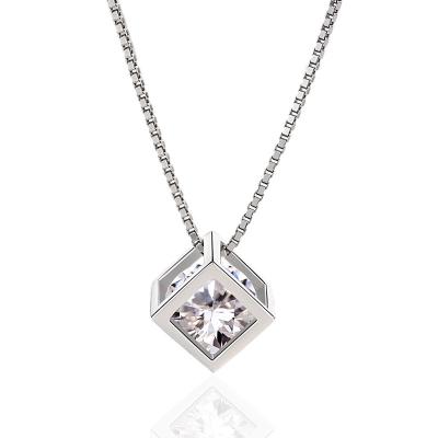 China Hot Selling Trendy 925 Sterling Silver Statement Necklace Fashion Platinum Zircon Pendant Necklace Charm Necklaces for sale