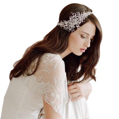 China Europe and America wedding hair accessories handcrafted European and American crystal bridal headpiece ornaments bridal hair band tiara for sale