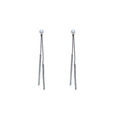 China Luxury FASHIONABLE silver graceful light ear needle 925 jewelry stud 925 sterling silver 2021 faux stone tassel pearl earrings for sale