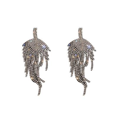 China 2021 Luxurious Women's Faux Stone Leaf Tassel Drop Earrings For Ears S925 Needle Fashion Silver TRENDY Stud Earring Set for sale